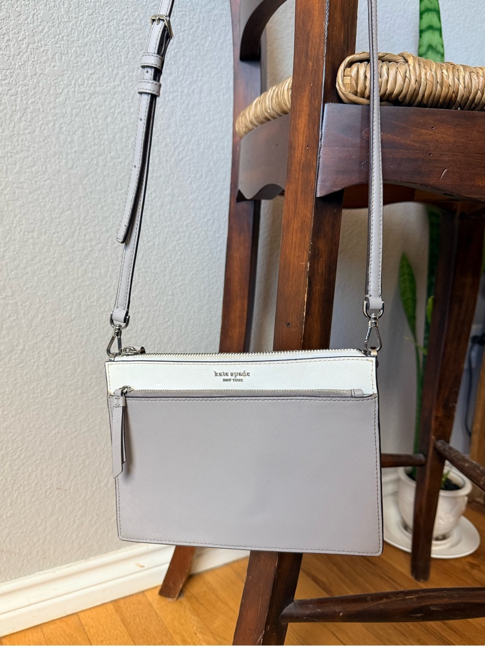 kate spade Two-Tone Gray & Off-White Crossbody Bag with Adjustable Strap